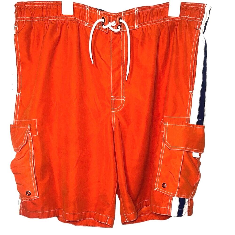 Sonoma Mens Board Shorts Size‎ XXL Orange Blue White Drawstring Lined W/Pockets